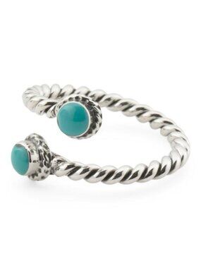 SEED & SAGE Made In Mexico sterling silver braided bypass turquoise ring